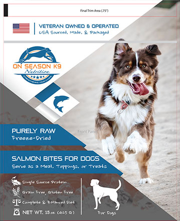 On Season K9 Salmon Treats packaging